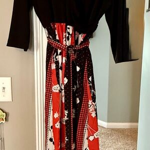Black and Red Floral Maxi Dress